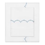 French Blue Wavelet Embroidered Sheet Set (Fitted, Flat, & Pillow Cases)