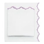 Lilac Purple Scalloped Embroidered Sheet Set (Fitted, Flat, & Pillow Cases)